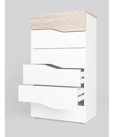 Composición juvenil cama con cajones, escritorio y estantes color  sahara-blanco mate Merkamueble